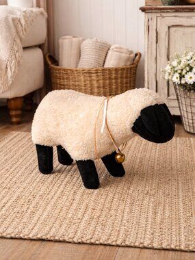 Vintage Farmhouse Sheep Decor – Plush Wool Style – 22” Long